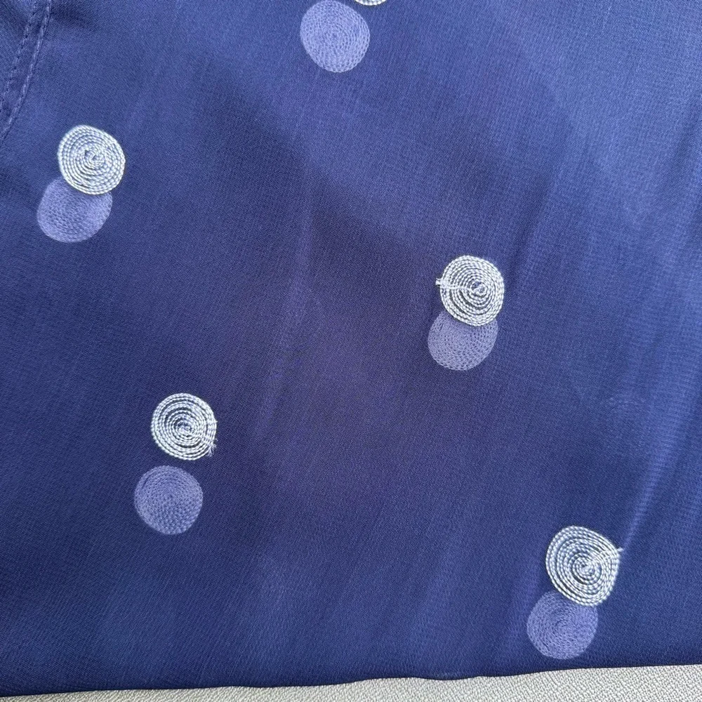 A. Brod Fashion Accessories Blue Navy White Dots Sheer Long Rayon Scarf 64 x 14